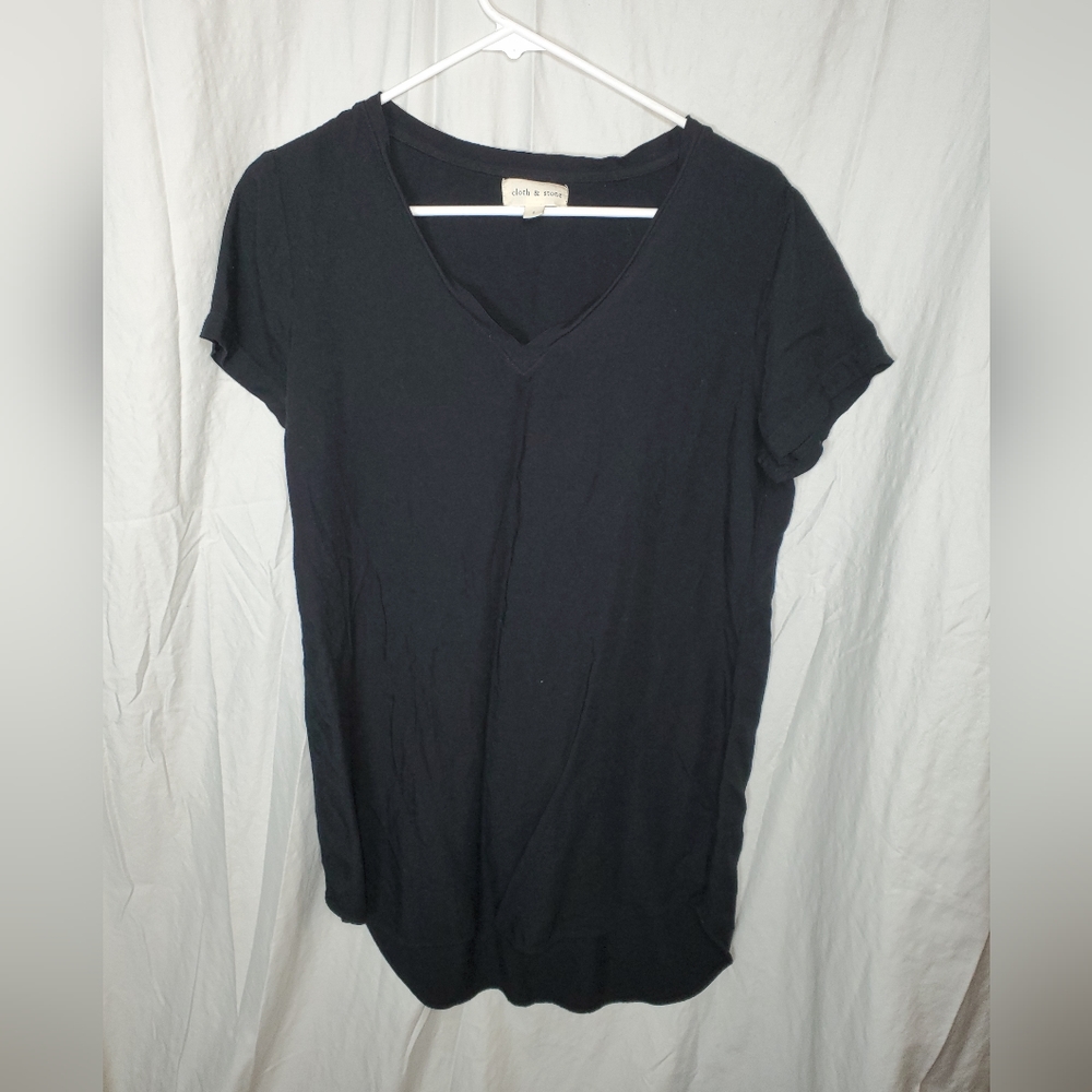Cloth & Stone L black short sleeve tunic top